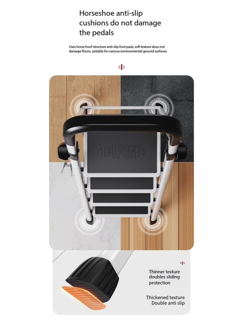 دوبونت سلم ألومنيوم قابل للطي بـ 4 درجات – سلم محمول وخفيف الوزن مع دواسات عريضة مضادة للانزلاق، متعدد الاستخدامات للمنزل والمطبخ وسهل التخزين (أبيض) - Image 3